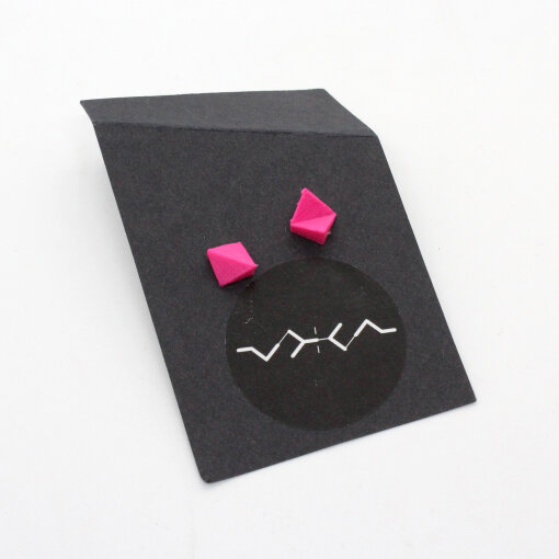 náušnice krychle růžové